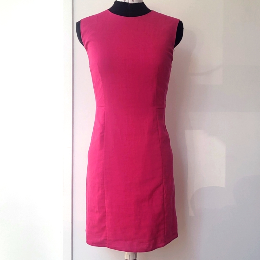 Theory Hot Pink Linen Shift Dress Size 2